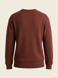 Men's Premium Chestnut Brown Ribbed Knit Crewneck Sweater