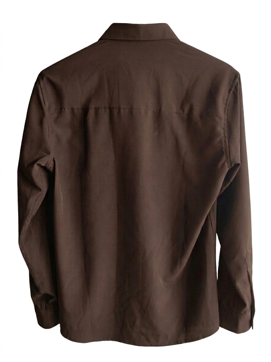 Men’s Dark Brown Chain Detail Full Sleeve Designer Shirt