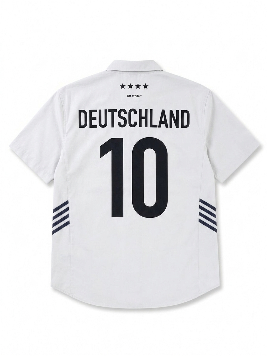 Men’s Light Grey DFB x Off-White™ Short-Sleeve Collaborative Button-Down Shirt