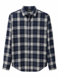Men’s Navy Blue Checked Graphic Full Sleeve Shirt – Vintage Auto Print