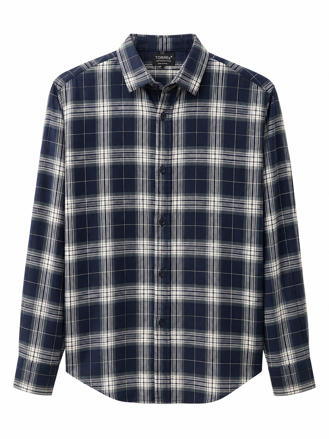 Men’s Navy Blue Checked Graphic Full Sleeve Shirt – Vintage Auto Print