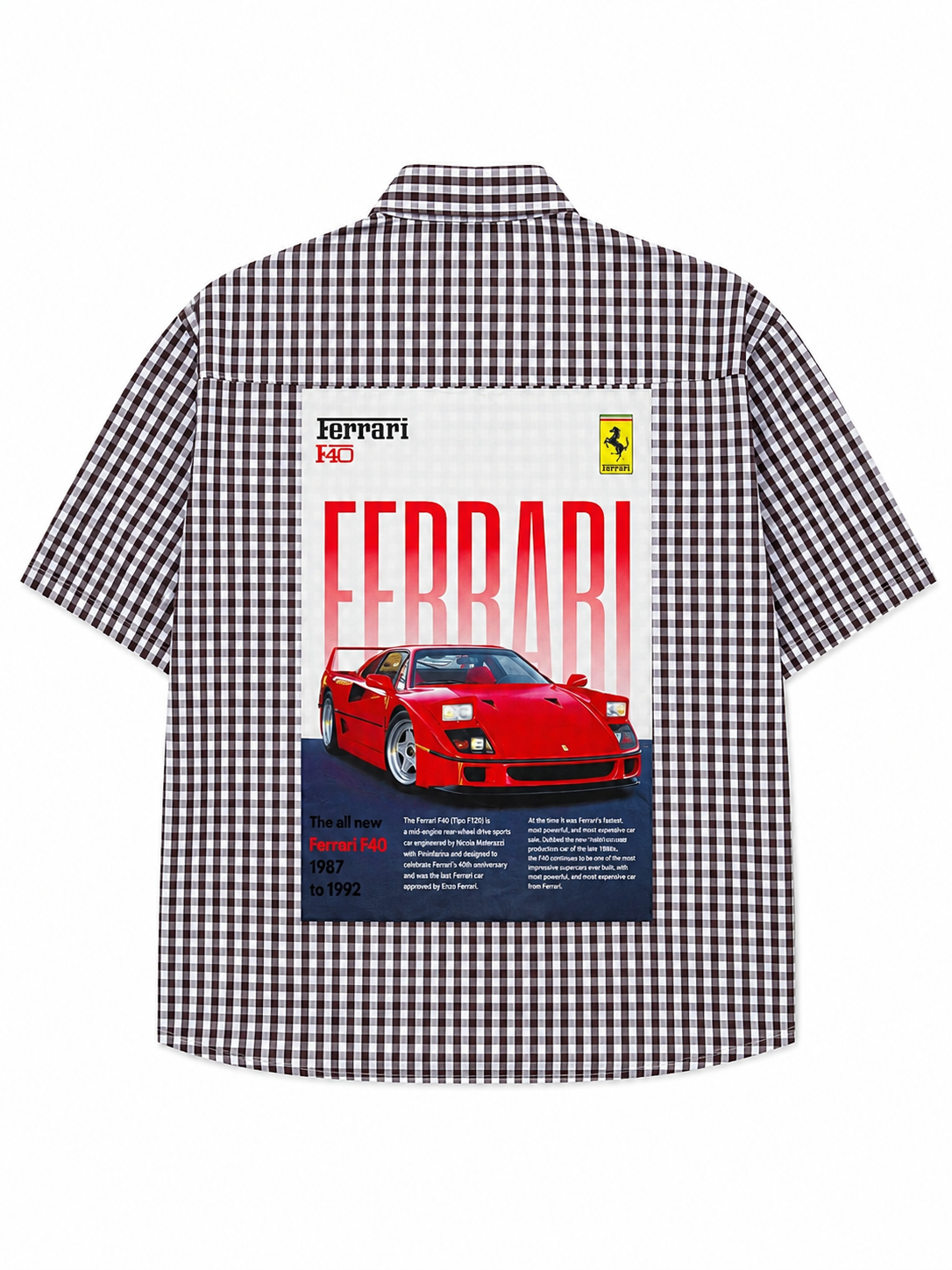 Ferrari F40 Retro Automotive Gingham Shirt.