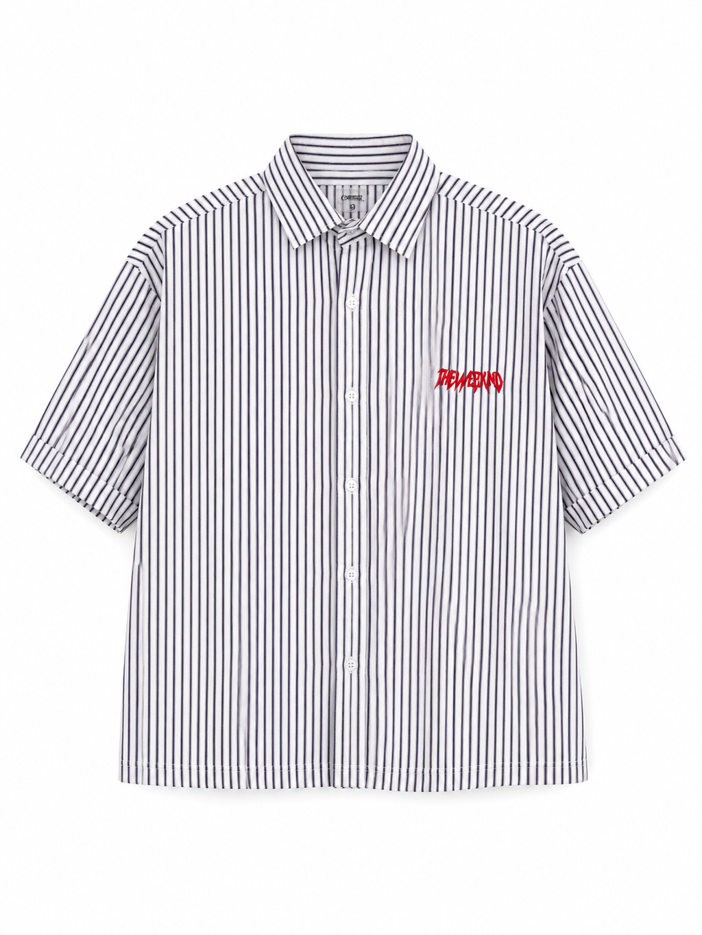The Weeknd "𝘀𝘁𝗮𝗿𝗯𝗼𝘆" Edition – Vertical Stripe Oversized Graphic Resort Shirt