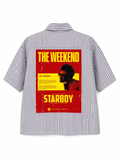The Weeknd "𝘀𝘁𝗮𝗿𝗯𝗼𝘆" Edition – Vertical Stripe Oversized Graphic Resort Shirt