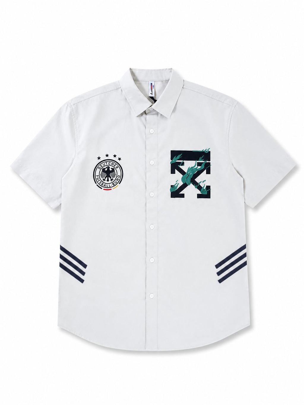 Men’s Light Grey DFB x Off-White™ Short-Sleeve Collaborative Button-Down Shirt