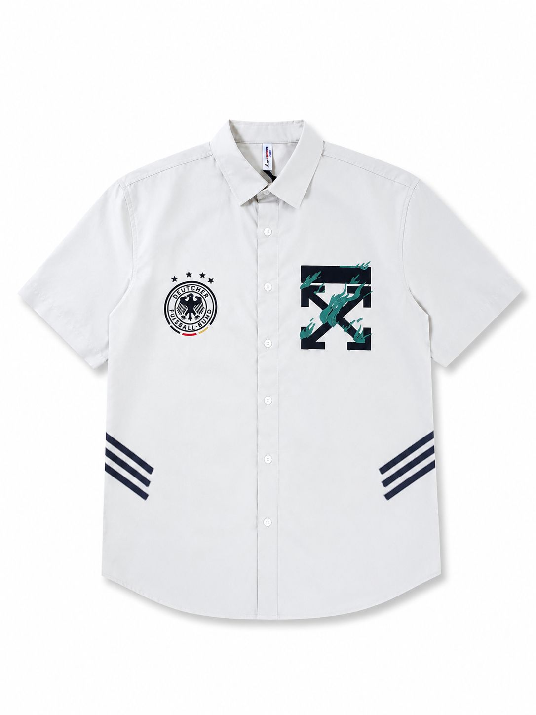 Men’s Light Grey DFB x Off-White™ Short-Sleeve Collaborative Button-Down Shirt