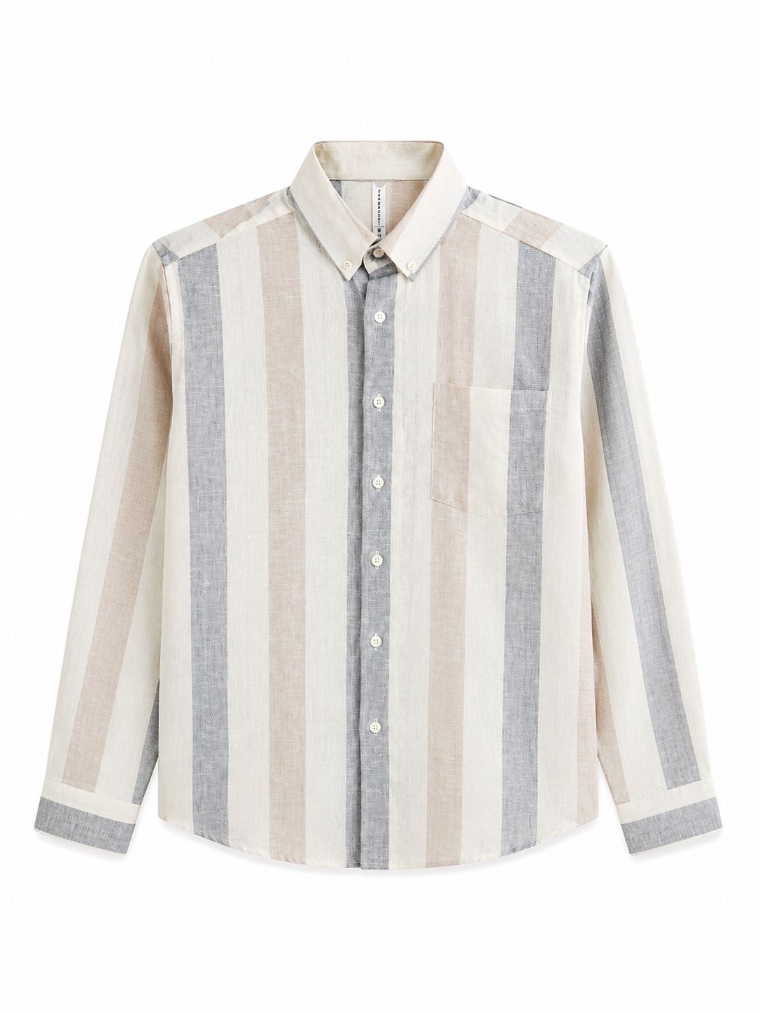 Men's Pastel Multi-Color Striped Linen-Blend Shirt