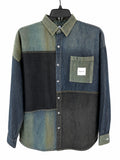 Oversized Men's Multi-Tone Indigo Patchwork Denim Overshirt