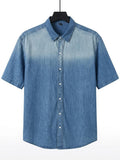 Men's Short-Sleeve Ombré Blue Denim Shirt