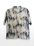 Abstract Watercolor Marble Print Camp Collar Shirt