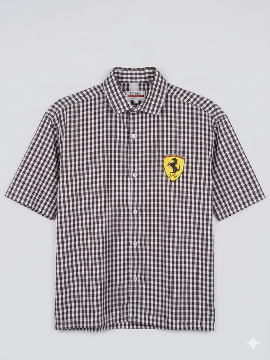Ferrari F40 Retro Automotive Gingham Shirt.