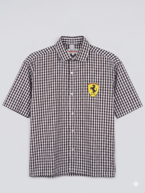Ferrari F40 Retro Automotive Gingham Shirt.