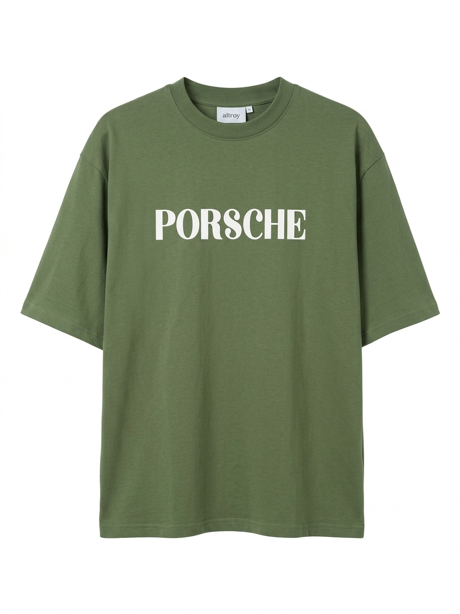 Porsche 911 GT3 RS Oversized Graphic Half Sleeve T-Shirt – Olive Green