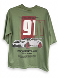 Porsche 911 GT3 RS Oversized Graphic Half Sleeve T-Shirt – Olive Green
